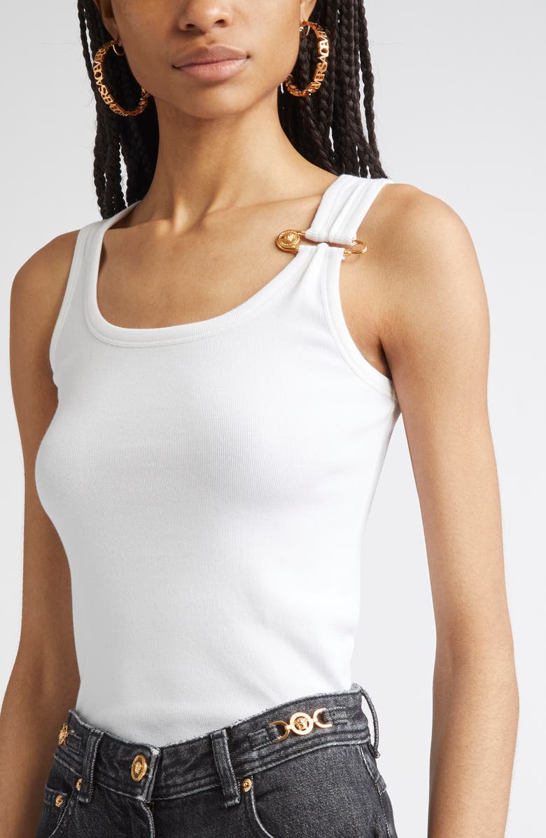 Versace Safety Pin Rib Tank, Alternate, color,