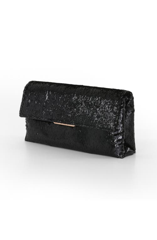 Jewel Badgley Mischka Angel Soft Faux Pony Hair Envelope Clutch In Black