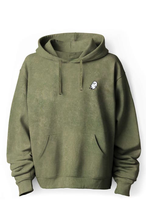 Ghost Embroidered Washed Hoodie