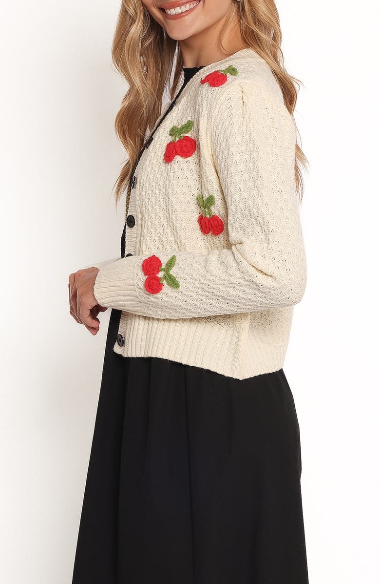 Petal & Pup Trudie Cherry Cardigan, Alternate, color, Cream