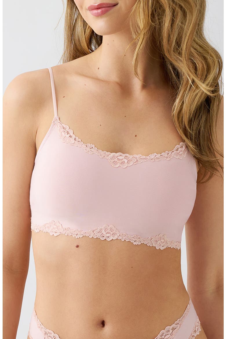 Future Foundation Lace Trim Bralette, Main, color, ROSE SMOKE
