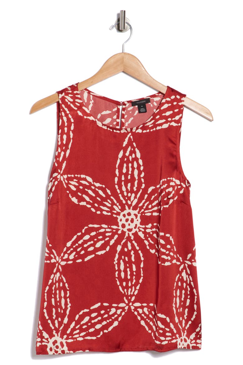 Floral Print Shell Tank, Alternate, color, RIO RED