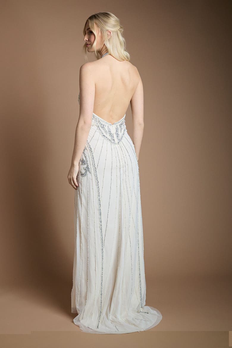 Embellished Halterneck Maxi Dress, Alternate, color, Ivory