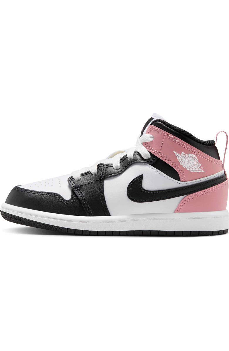 Nike Kids' Air Jordan 1 Mid Sneaker, Alternate, color, White/ Rust Pink/ Black