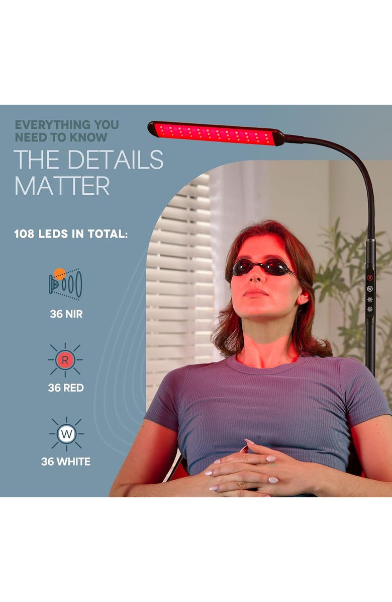 Lifepro Red Light Therapy Lamp & Reading Lamp 850nm & 660nm Near Infrared Light for Body, Alternate, color, Single Head