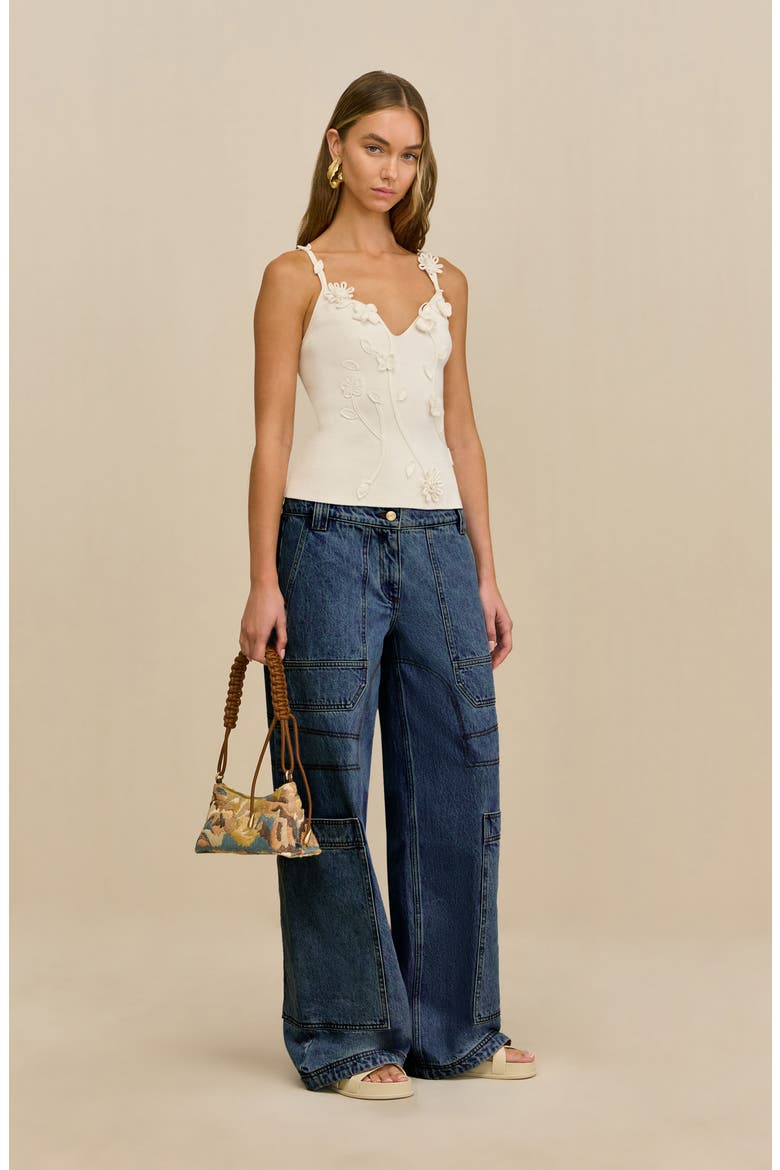 Emiliana Floral Appliqué Knit Camisole, Alternate, color, OFF WHITE