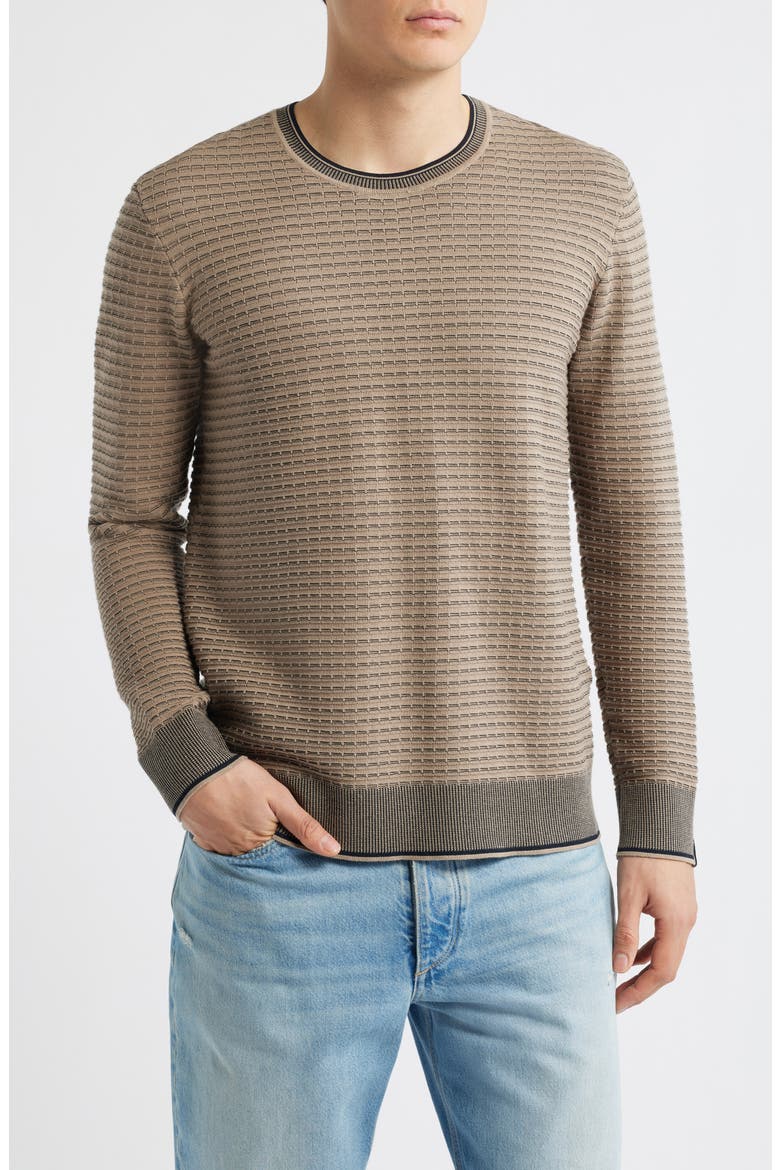 Harvey Stripe Cotton Blend Sweater, Main, color, NATURAL/ GREY