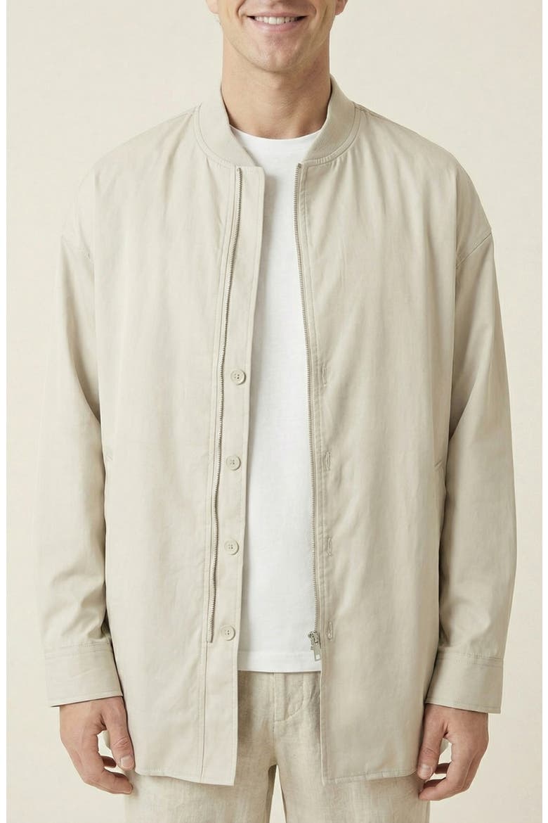 Stand Collar Long Sleeve Jacket, Alternate, color, Light Beige