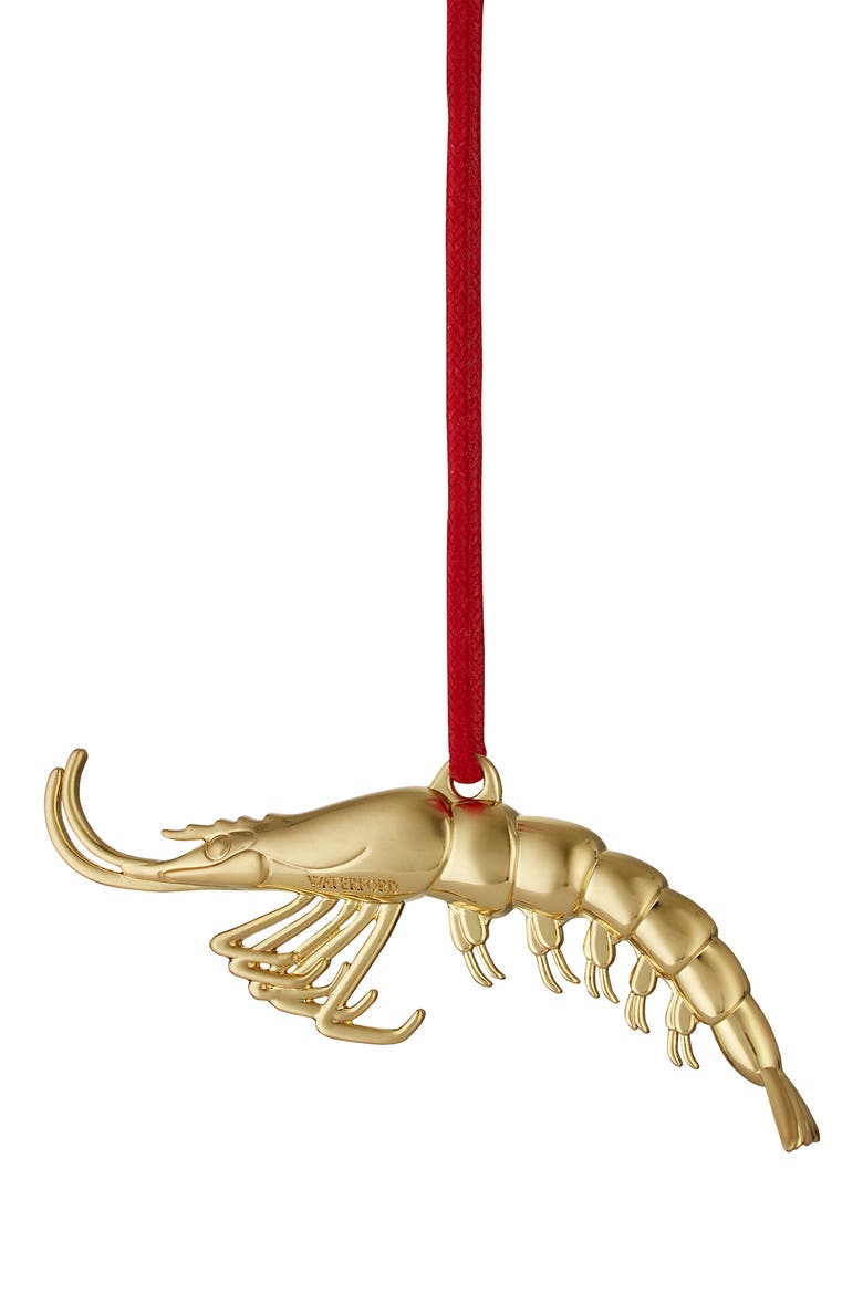 Christmas Shrimp Ornament, Alternate, color, GOLD