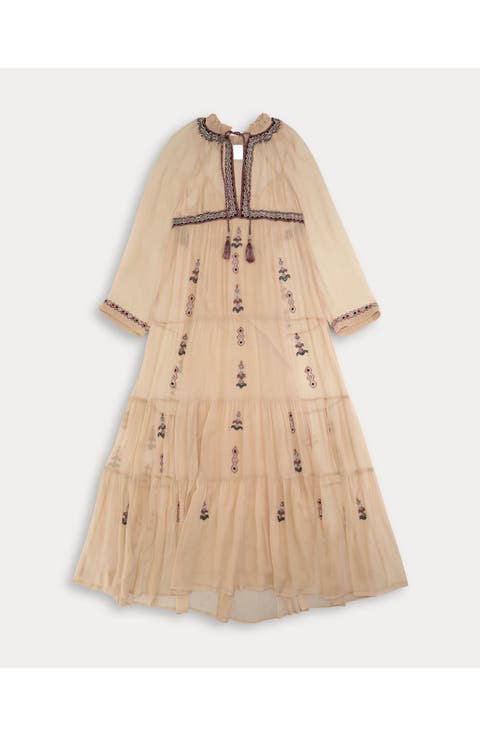 Embroidered Silk Chiffon Dress