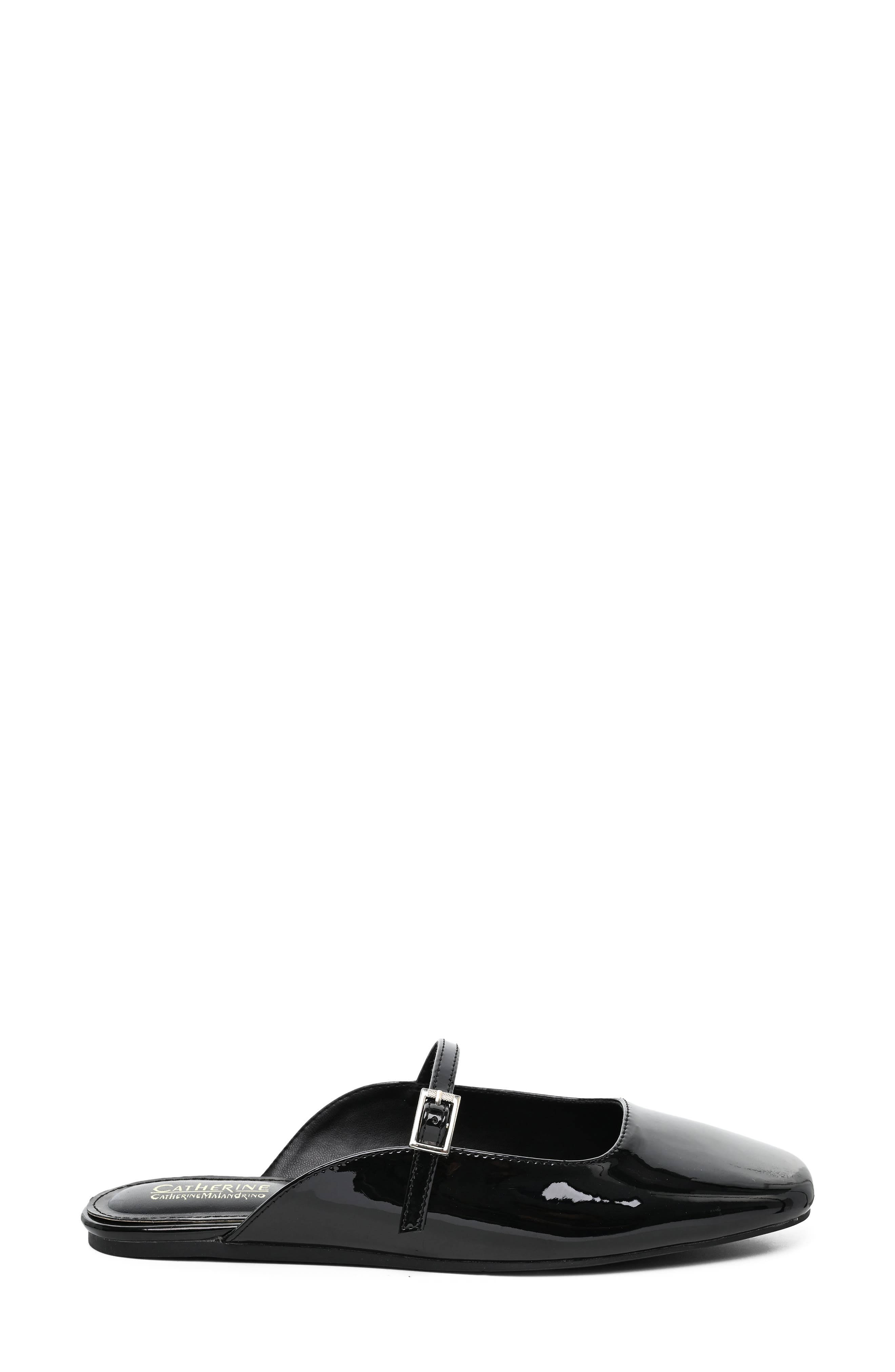 Glossy Buckle Mule, Alternate, color, BLACK PATENT
