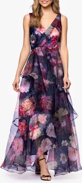Betsy & Adam Floral Organza Gown