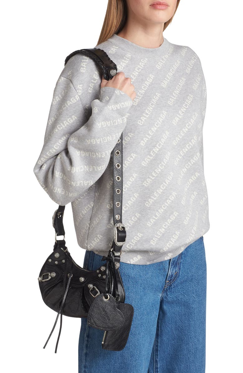 Balenciaga Extra Small Le Cagole Embellished Leather Shoulder Bag, Alternate, color,