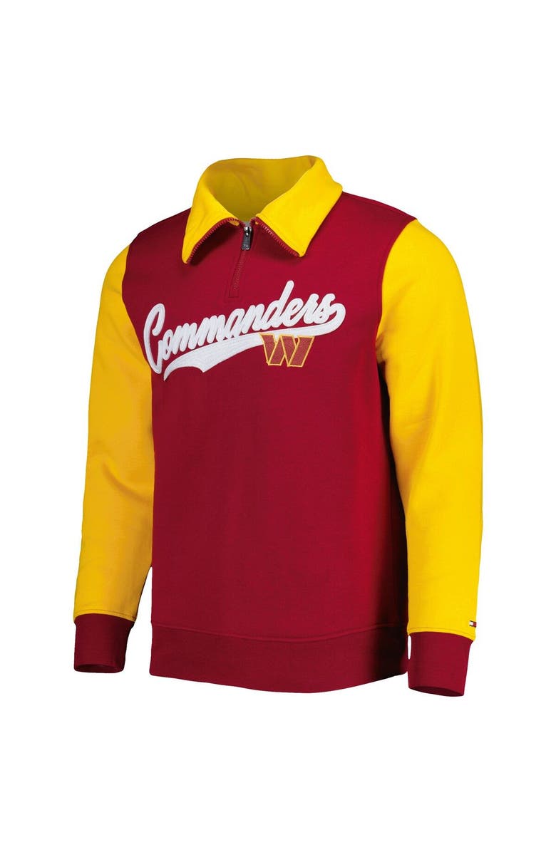 Tommy Hilfiger Men's Tommy Hilfiger Burgundy/Gold Washington Commanders Aiden Quarter-Zip Sweatshirt, Alternate, color, Burgundy