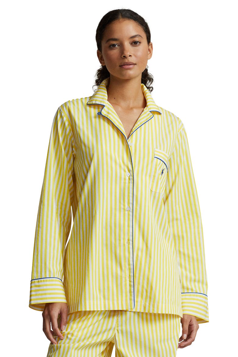 Madison Stripe Cotton Pajamas, Alternate, color, YELLOW STRIPE
