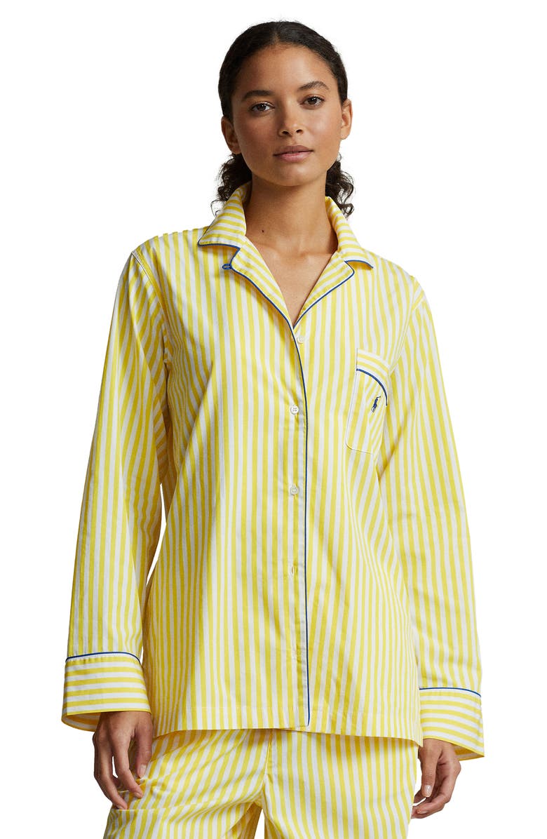 Polo Ralph Lauren Madison Stripe Cotton Pajamas, Alternate, color, Yellow Stripe