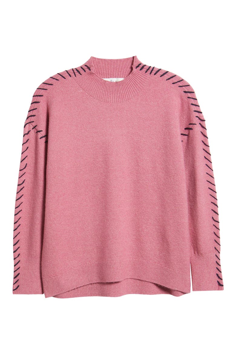 Lutetia Relaxed Whipstich Sweater, Alternate, color, ROSE