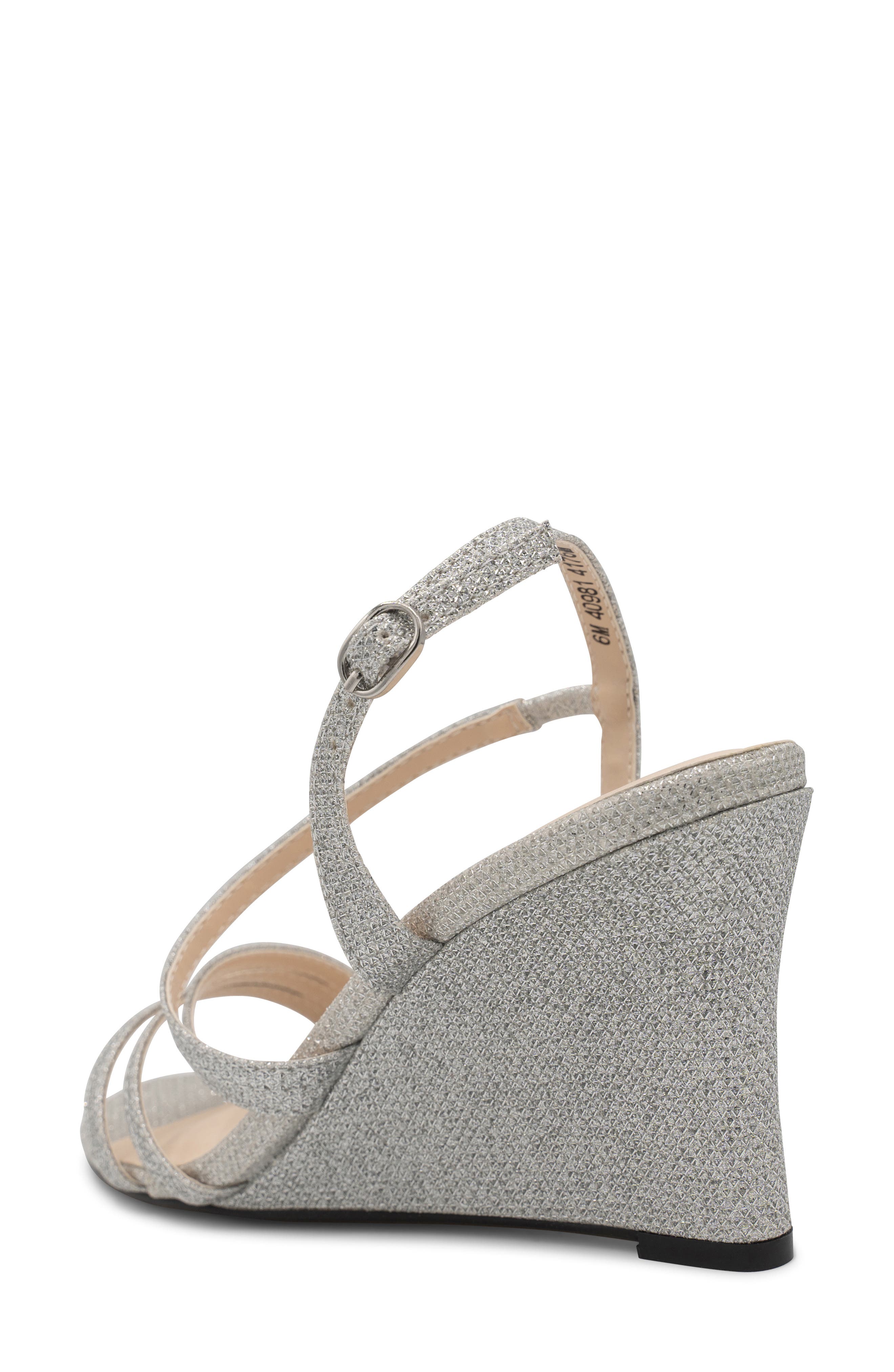 Phyllis Shimmer Wedge Sandal, Alternate, color, SILVER