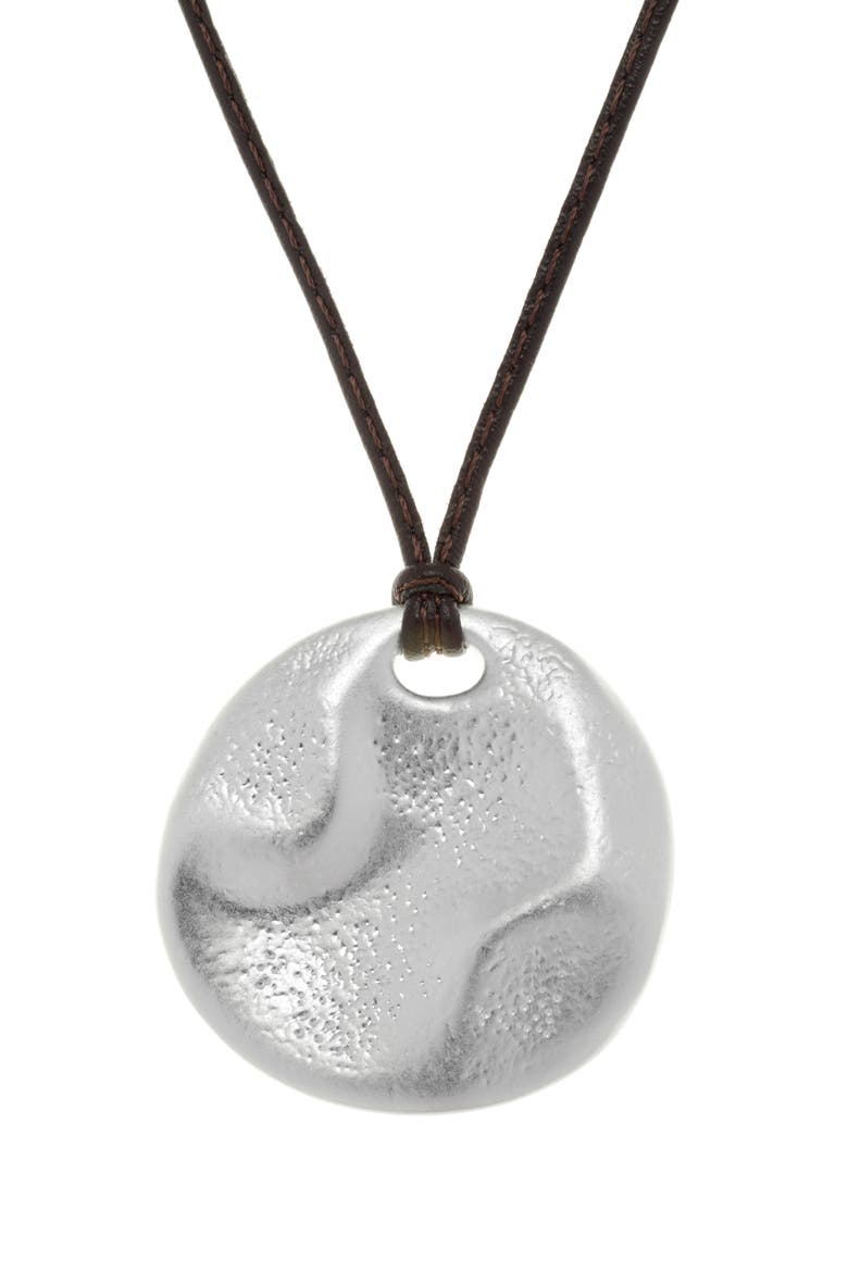 Orla Leather Cord Pendant Necklace, Alternate, color, SILVER TONE / BROWN