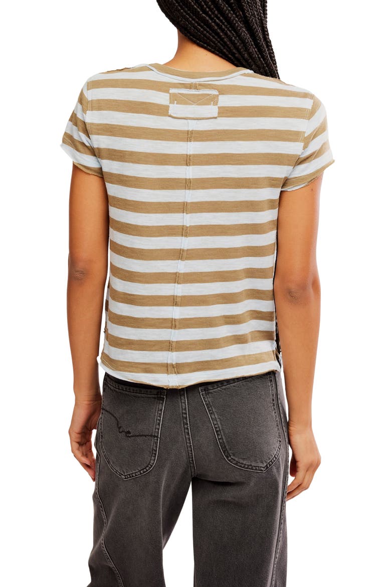 Nora Stripe Linen & Cotton T-Shirt, Alternate, color, MOCHA COMBO