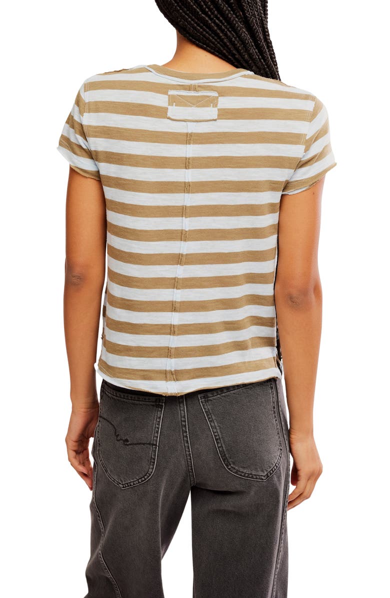 Free People Nora Stripe Linen 
Cotton T-Shirt, Alternate, color, Mocha Combo