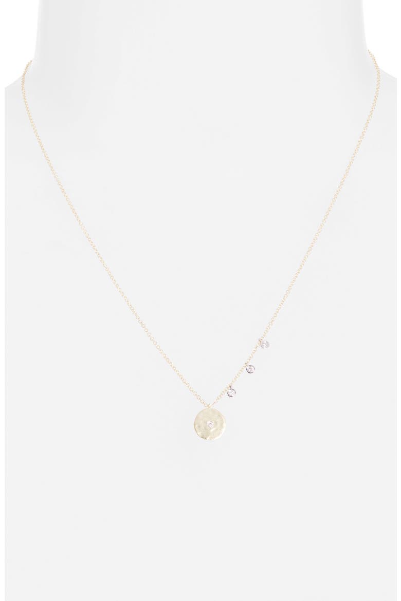 Hammered Disc Diamond Pendant Necklace, Alternate, color, YELLOW GOLD