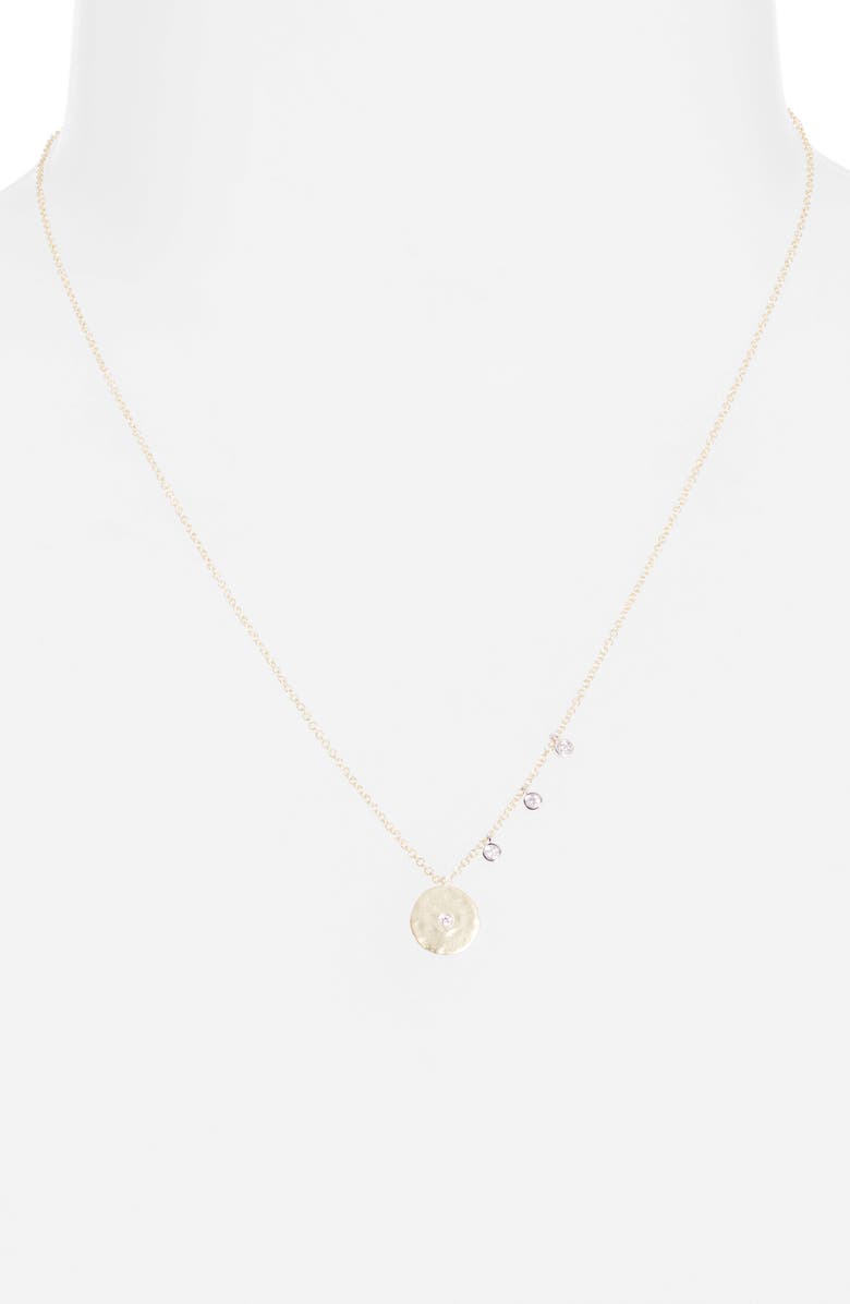 Meira T Hammered Disc Diamond Pendant Necklace, Alternate, color, Yellow Gold