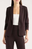 AK ANNE KLEIN One Button Notch Collar Jacket