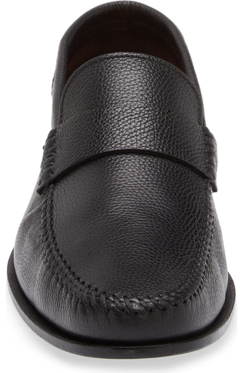 Santoni Paine Moc Toe Loafer, Alternate, color, Black