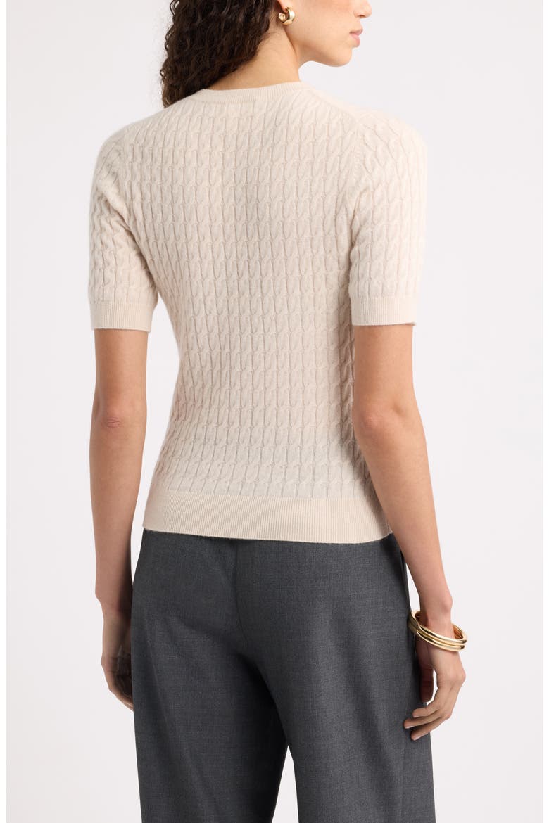Cashmere Mini Cable Sweater Tee, Alternate, color, BEIGE BEACH