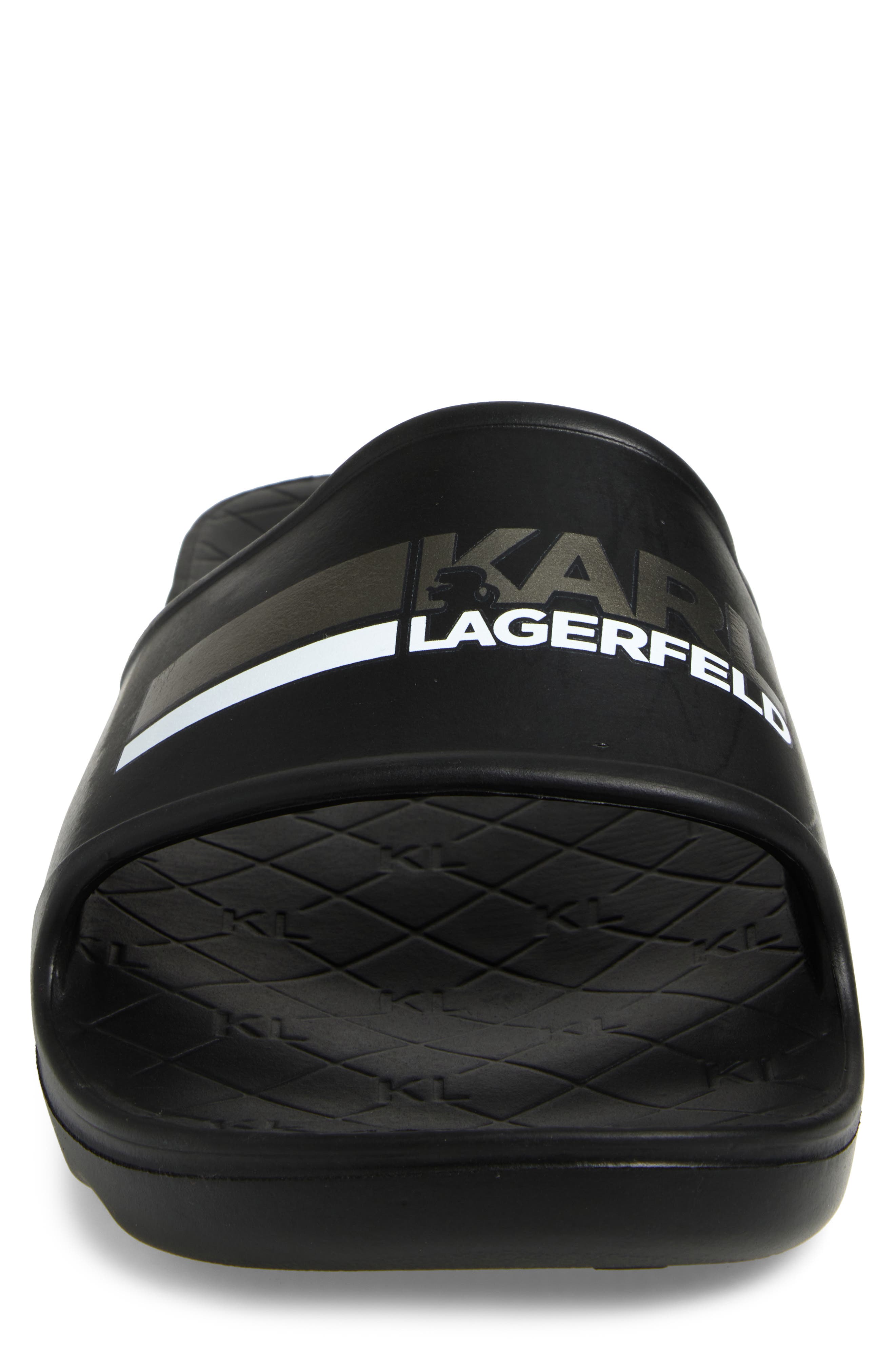 KARL LAGERFELD PARIS Stripe Logo Pool Slide, Alternate, color, 