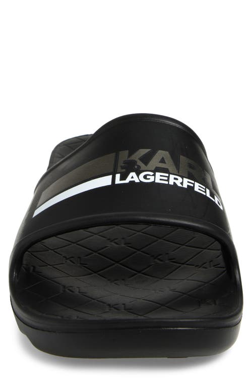 Karl Lagerfeld Paris Stripe Logo Pool Slide In Black