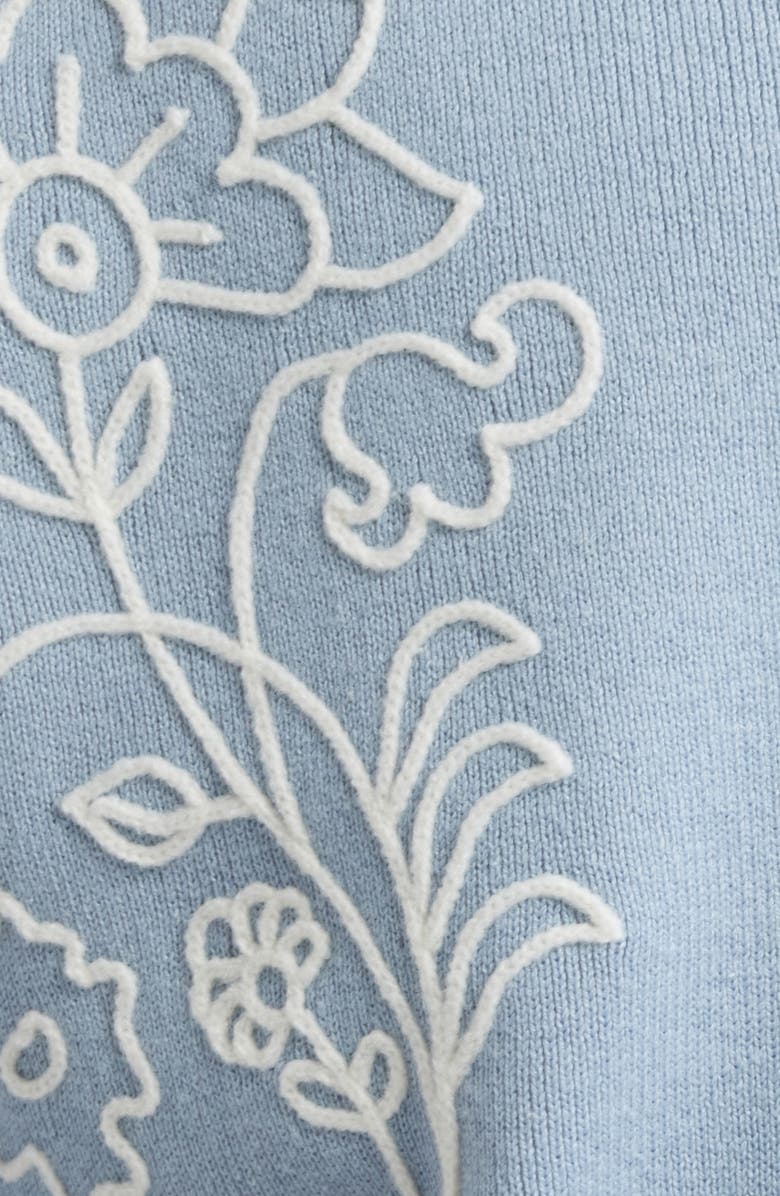 Topman Floral Embroidered Polo, Alternate, color, Light Blue