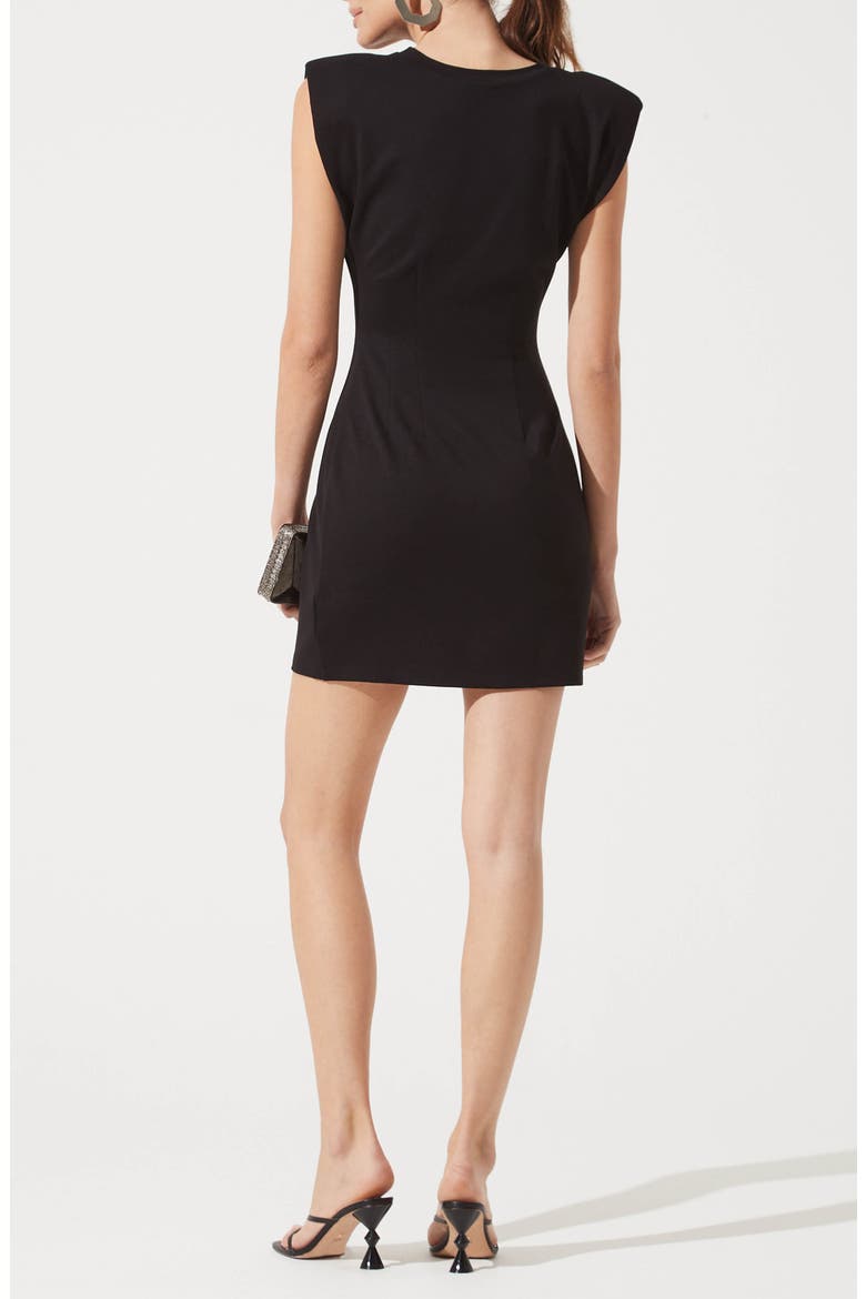 Padded Shoulder Knit Sheath Dress, Alternate, color, BLACK