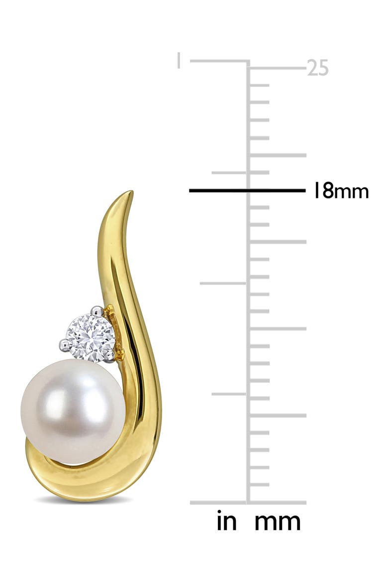 6-6.5mm Cultured Freshwater Pearl & White Sapphire Stud Earrings, Alternate, color, WHITE