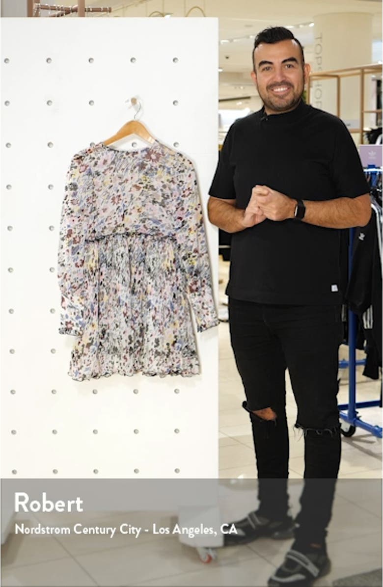 Long Sleeve Floral Print Georgette Dress, sales video thumbnail