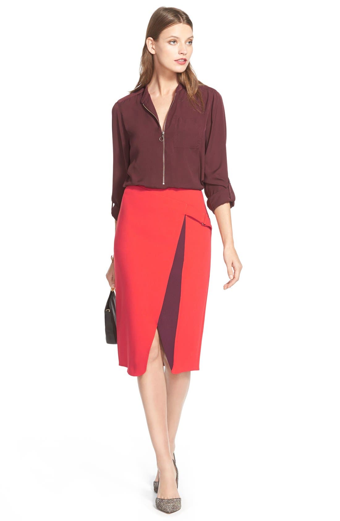 MICHAEL Michael Kors Leather Clutch, Alternate, color, 