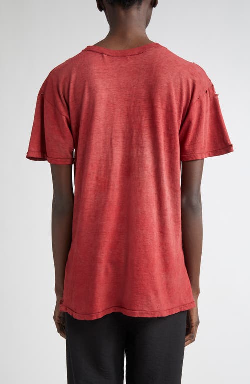 Emily Dawn Long Take Off Your Clothes Distressed Graphic T-shirt In Red