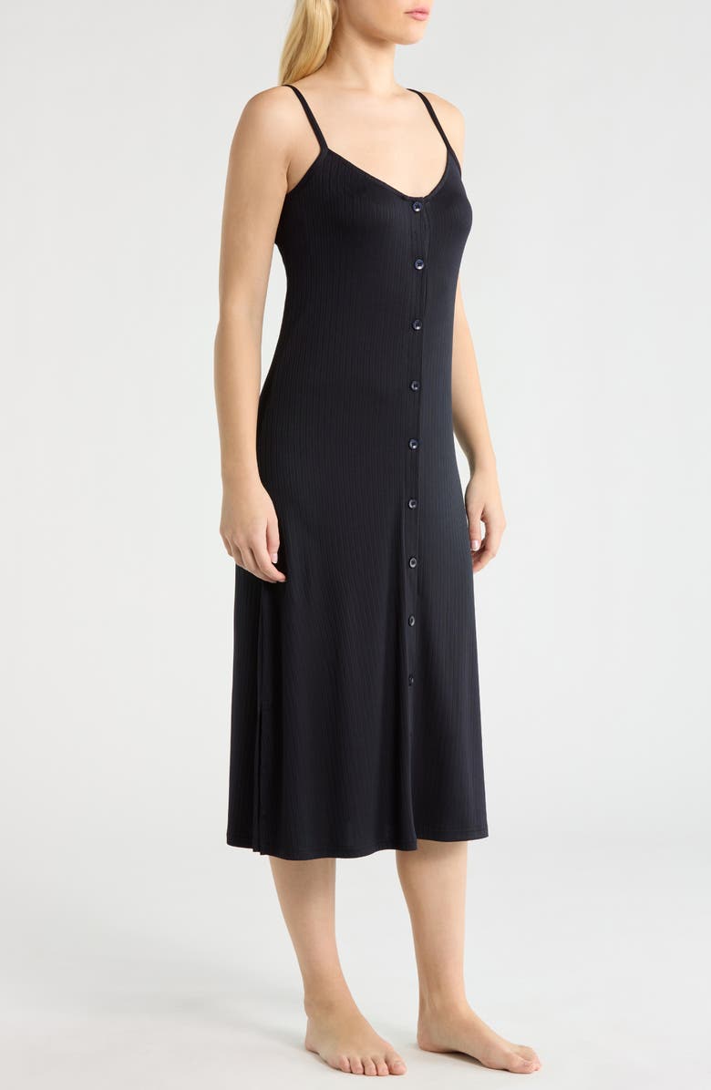 French Connection Rib Button Front Nightgown, Alternate, color, Utility Blue