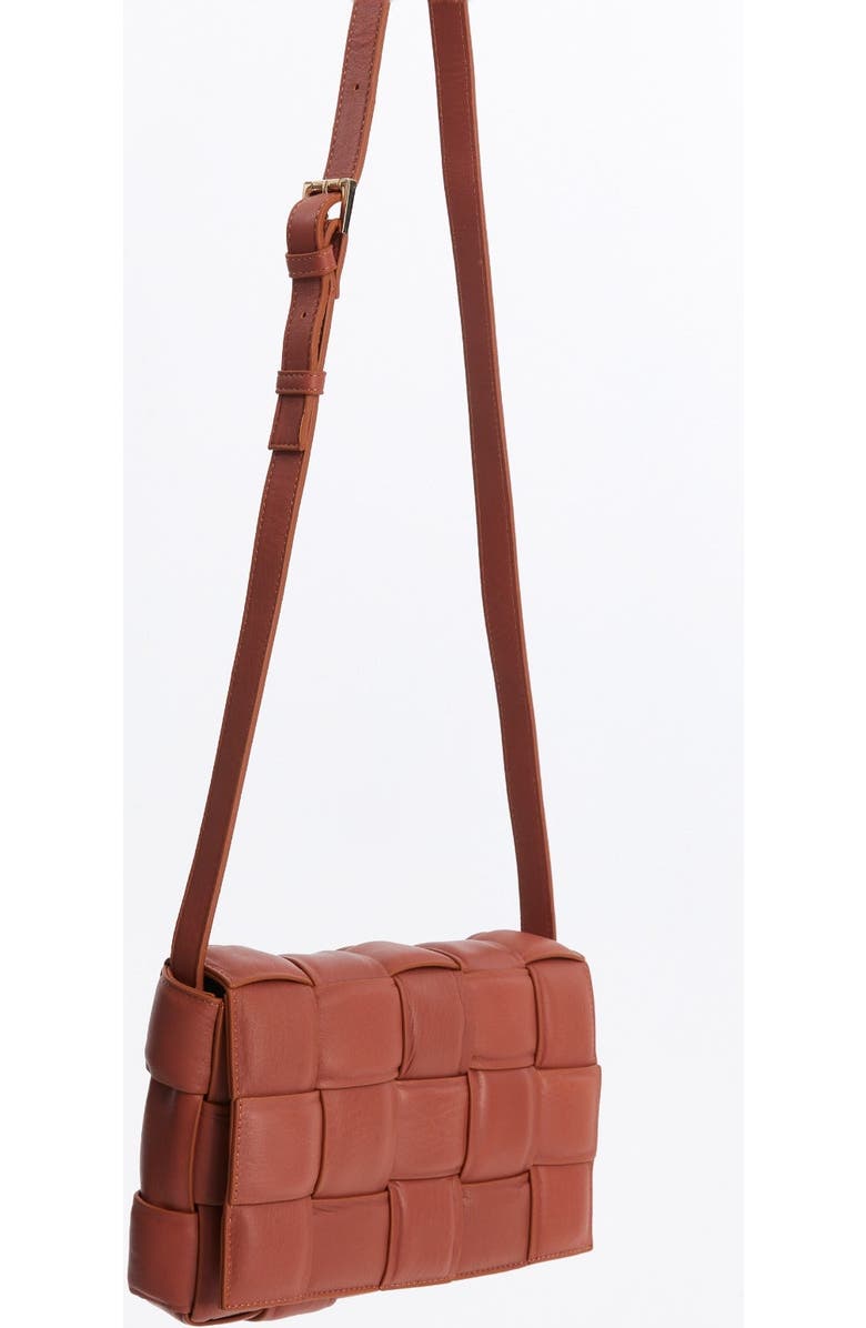 FURNIQ UK Hoxton Woven Suede Handbag, Alternate, color, Cognac Brown