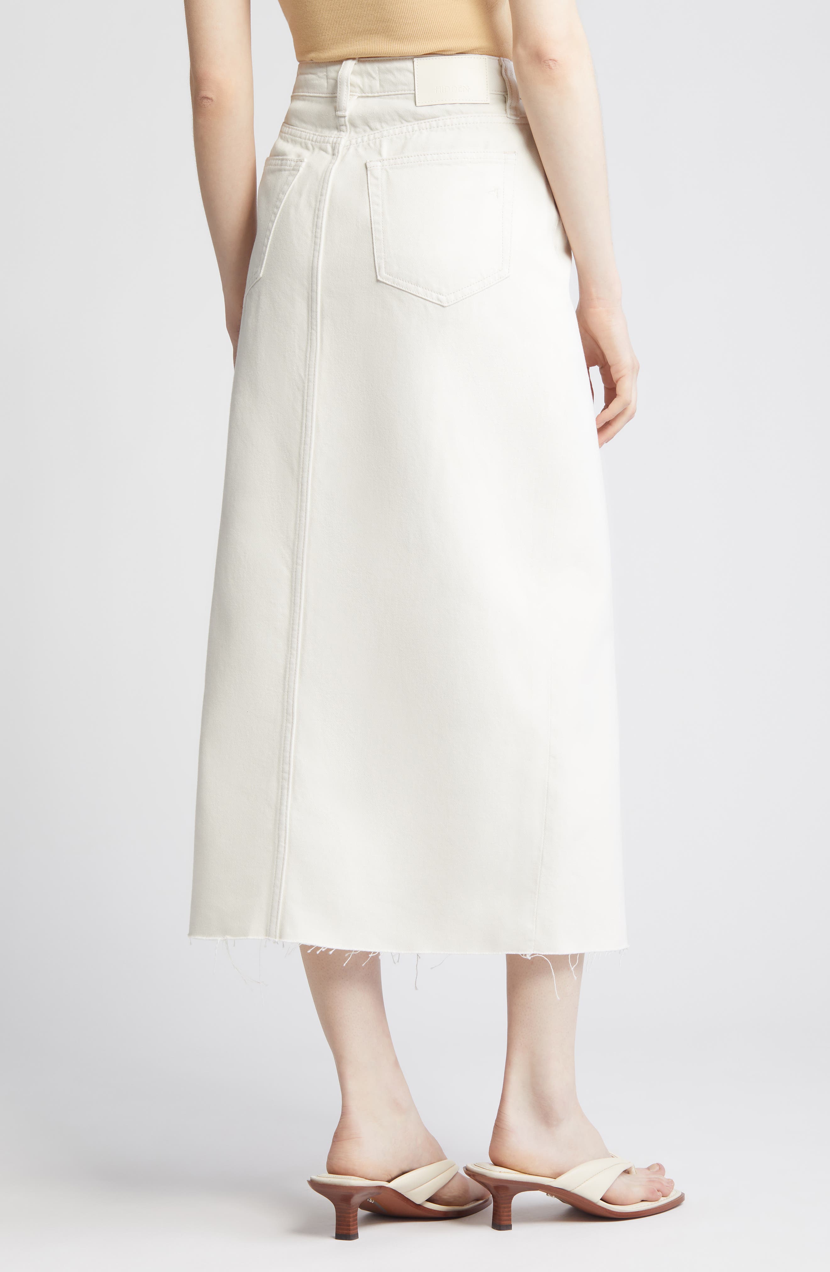 Front Slit Denim Midi Skirt - image 2