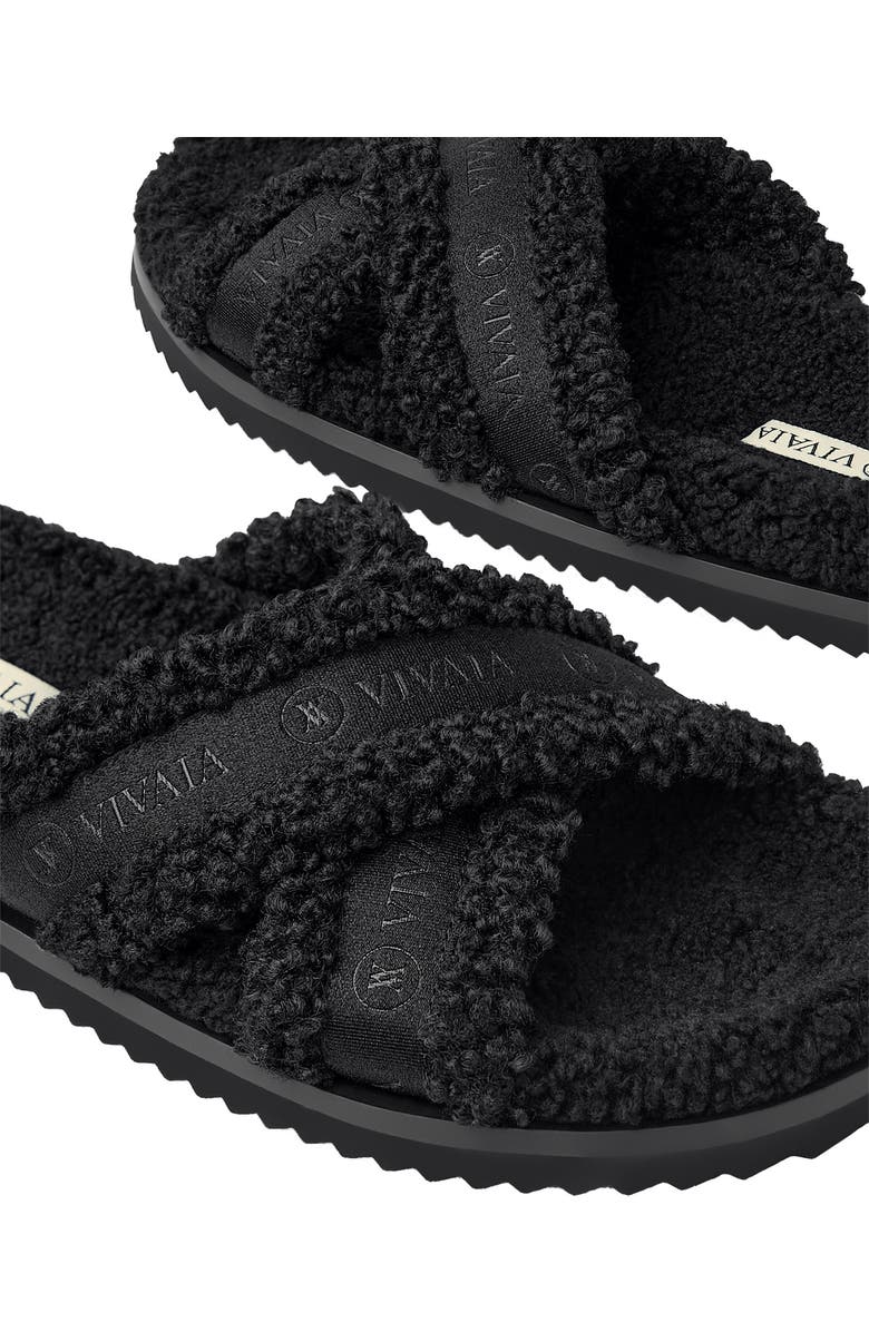 VIVAIA Furry Criss-Cross Strap Slippers, Alternate, color, Black