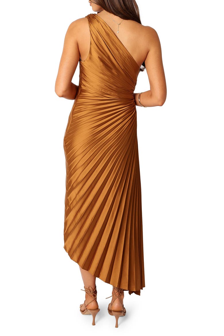 Kleo One-Shoulder Pleated Maxi Dress, Alternate, color, GOLDEN OCHRE