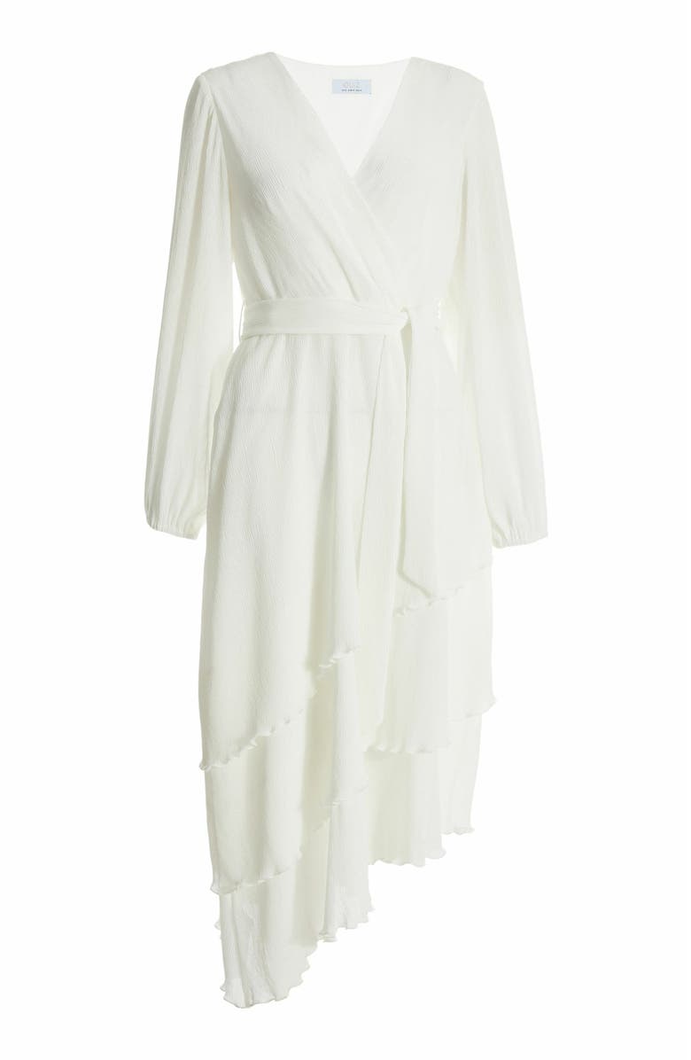QUIZ Crinkle Chiffon Asymmetric Wrap Dress, Alternate, color, White