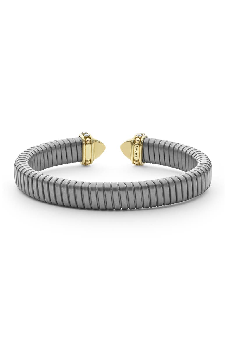Men's Pointed Dome Diamond Cuff Bracelet, Alternate, color, TWO-TONE