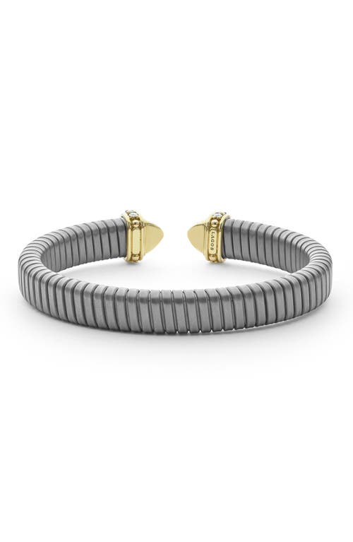Lagos Pointed Dome Diamond Cuff Bracelet In Two-tone
