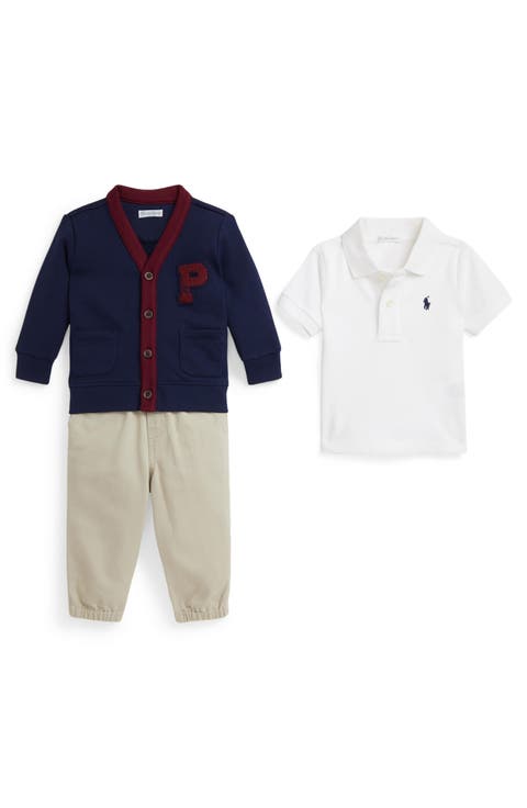 Polo, Cardigan & Pants Set (Baby)