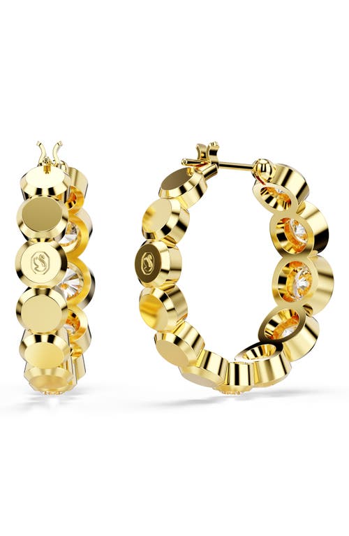 Swarovski Imber Crystal Bezel Small Hoop Earrings In White/gold