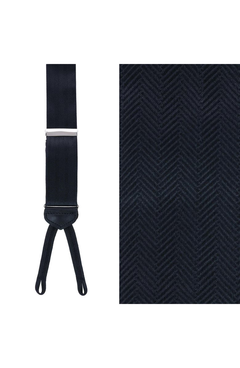 Trafalgar Classic Herringbone Silk Suspenders, Alternate, color, Black