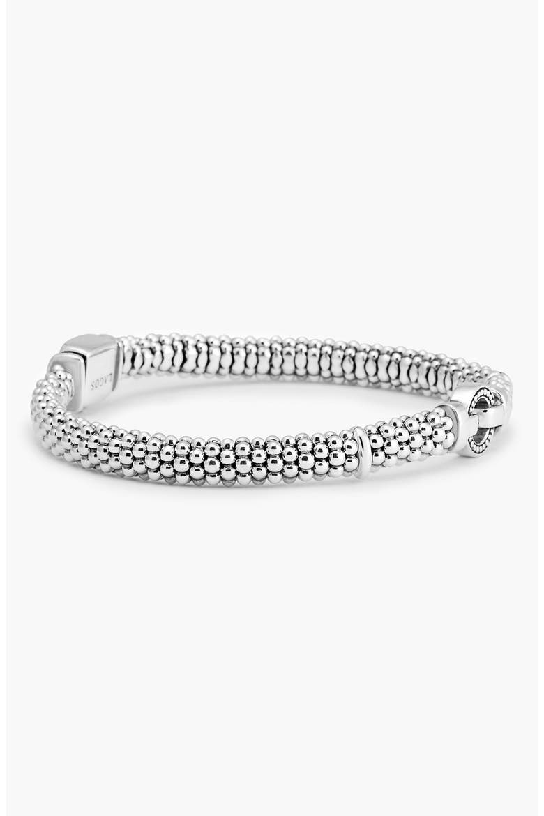 Enso Boxed Circle Station Caviar Rope Bracelet, Alternate, color, STERLING SILVER